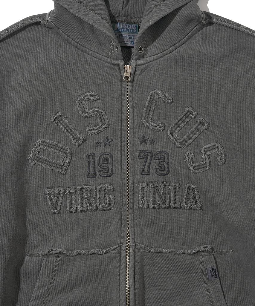 Discus Athletic Heavyweight Zip-Up Hoodie Washed Pigment Charcoal