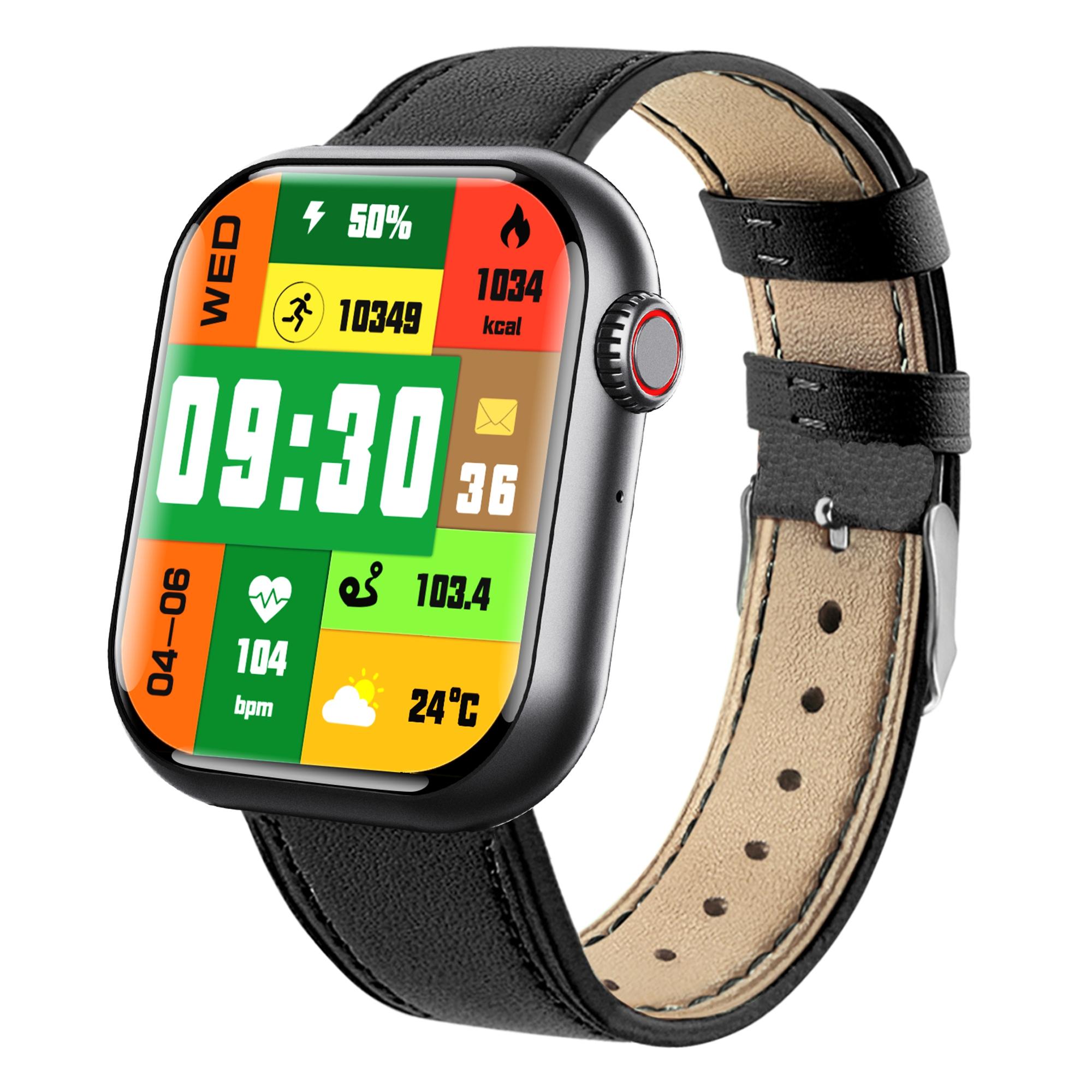 

F108 Multiple Sport Modes Bracelet Bluetooth Call Heart Rate Monitor Smart Watch, Leather Strap