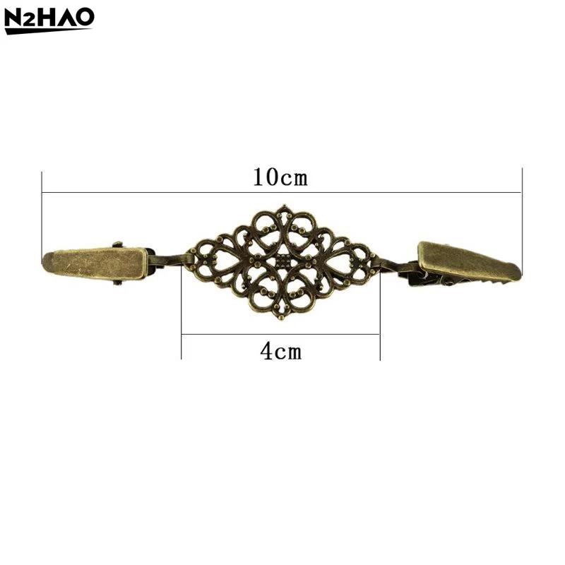 Gold, Bronze Retro Sweater Clips Fasteners Flower Pattern Cardigan Dress Shirts Collar Brooch Back Cinch Clip For Women Girls