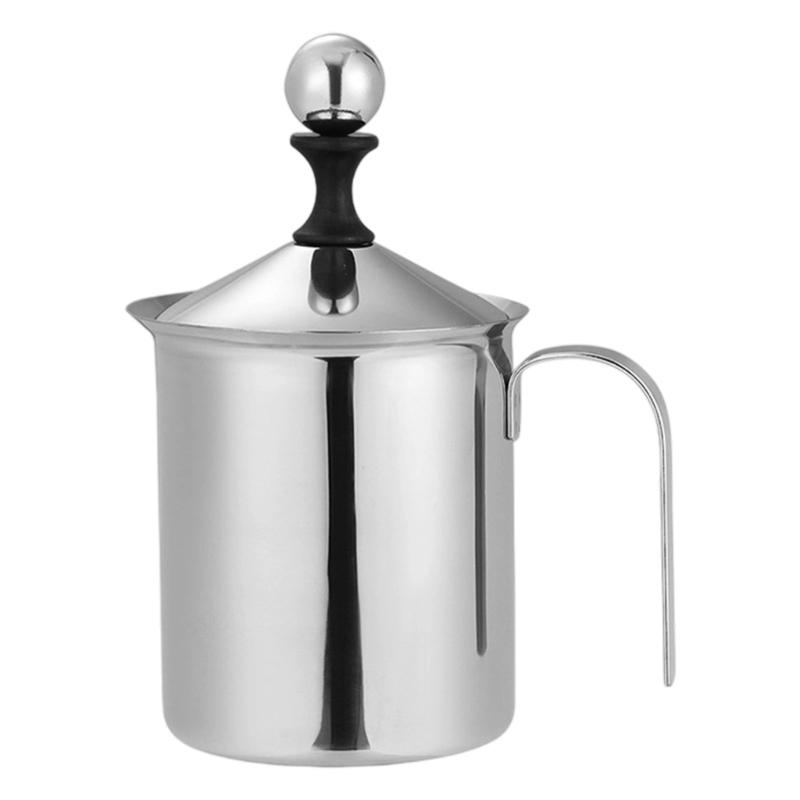 Nonrust Steel Manual Milk Frother Double Layer Whisks For Homemade Coffee No Electricity Need Portable Design