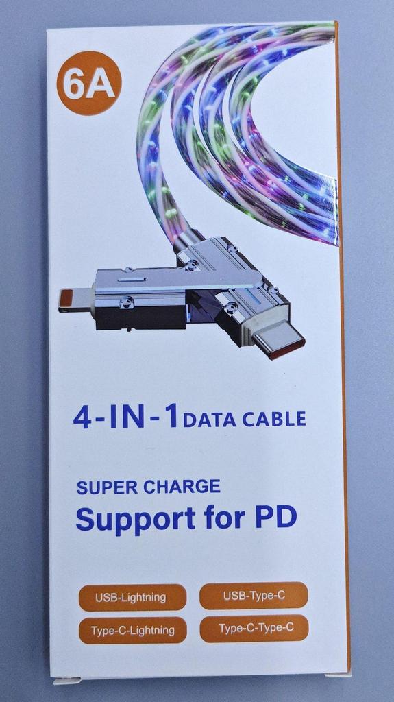 Zinc Alloy 4-in-1 Starry Sky Fast Charging Car Ambient Light Cable