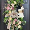 Easter Bunny Wreath Easter Wreath with Bow Spring Wreath Hanging Wreath for Home Door Garden Party Holiday Decorations