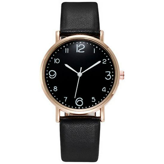 

Корейская мода Кожаный ремень Женские повседневные кварцевые часы чёрный