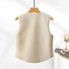 Women Autumn Casual Sleeveless Vest V Neck Button Front Cropped Waistcoat