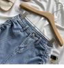 Pantaloncini di jeans alla moda versatili con coulisse da donna estivi a sezione sottile a vita alta elastici con bretelle sottili a forma di A a gamba larga super corti sub