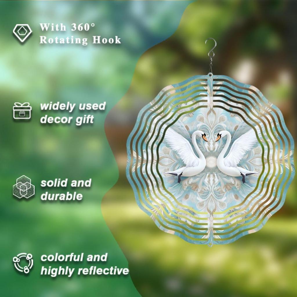 10 Inch Peacock Wind Spinner with 360 Rotating Hook Elegant Metal Garden Decor for Outdoor Patio Yard Spring Summer Fall Decoration