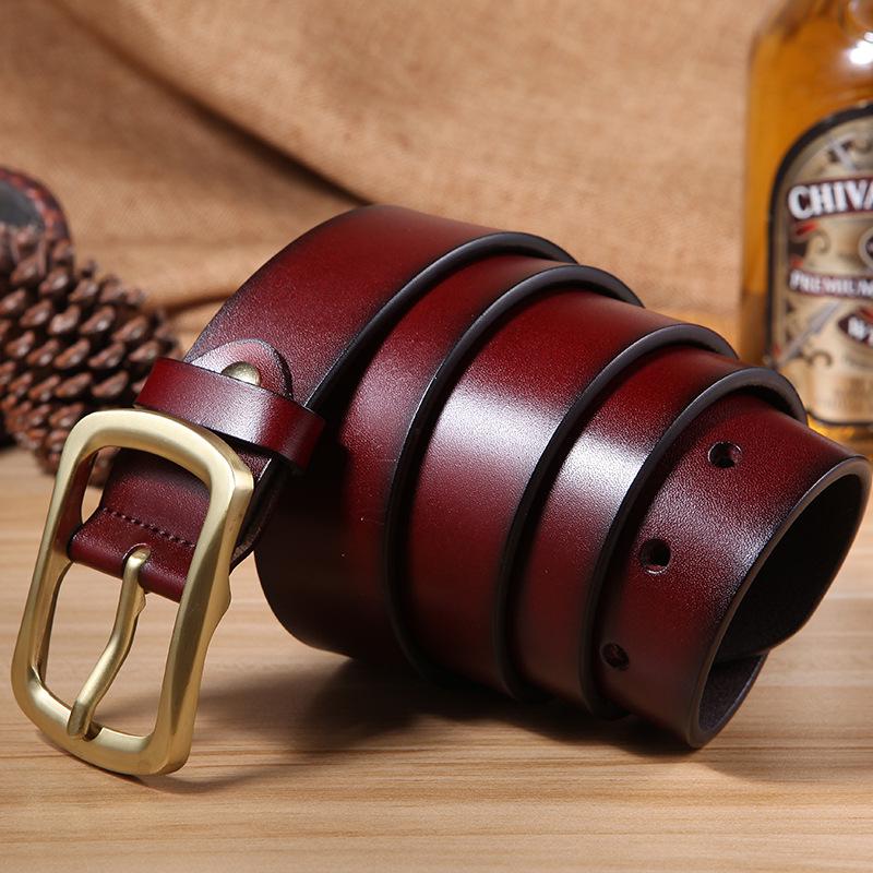 Men's Genuine Full Grain Leather Casual Antique Waist Belt