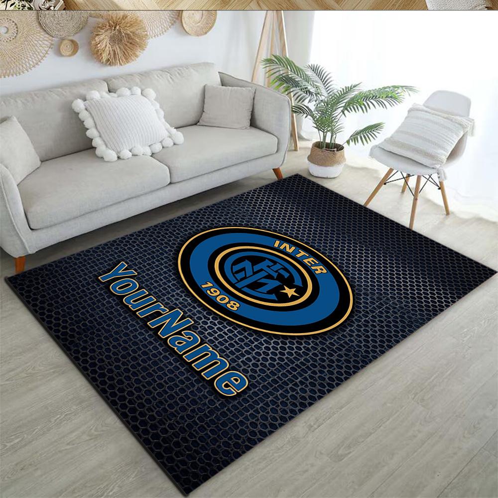 Inter Milan Customizable Name Area Rug Perfect for Study room Game Room Dormitory Balcony Anti-slip Rug Office home decor Best for Christmas
