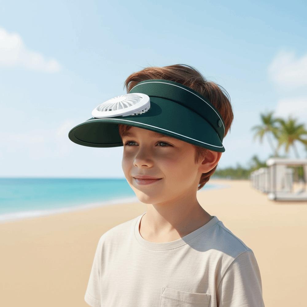 Adjustable Rechargeable Fan Hat Portable Children Visor Cap Wide Brim Sunscreen Cap Travel