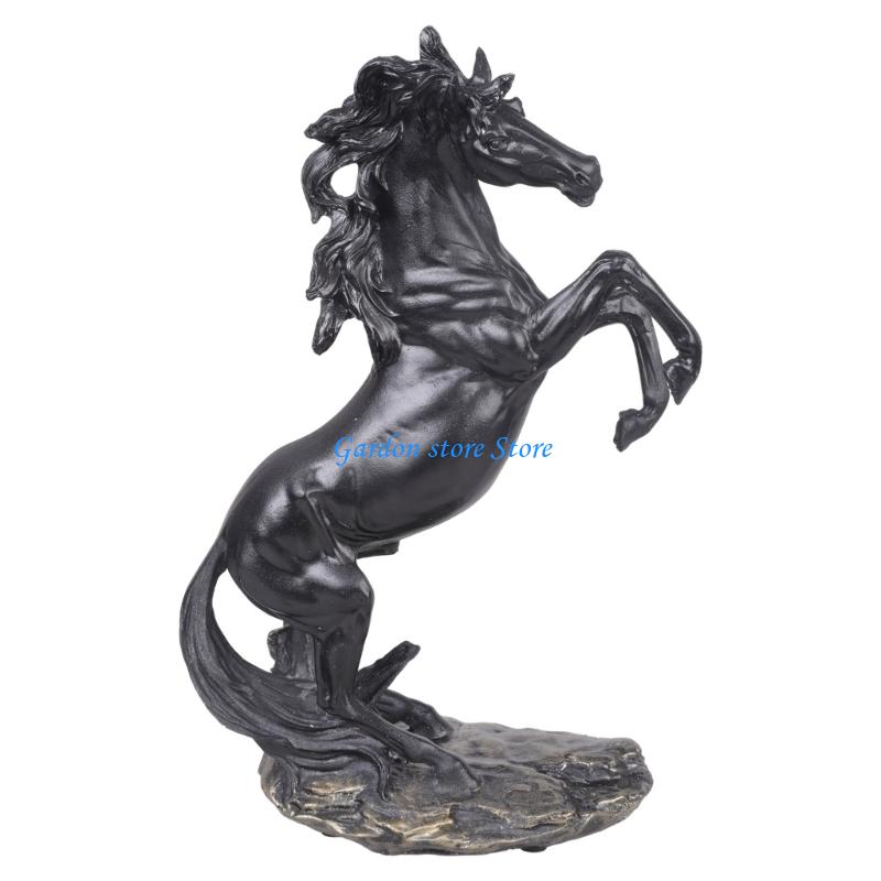 B0KB 12Inch Tall Standing Horse Statue Resins Sculpture Ornament for Interior Decoration Home Office Collectible Figurine