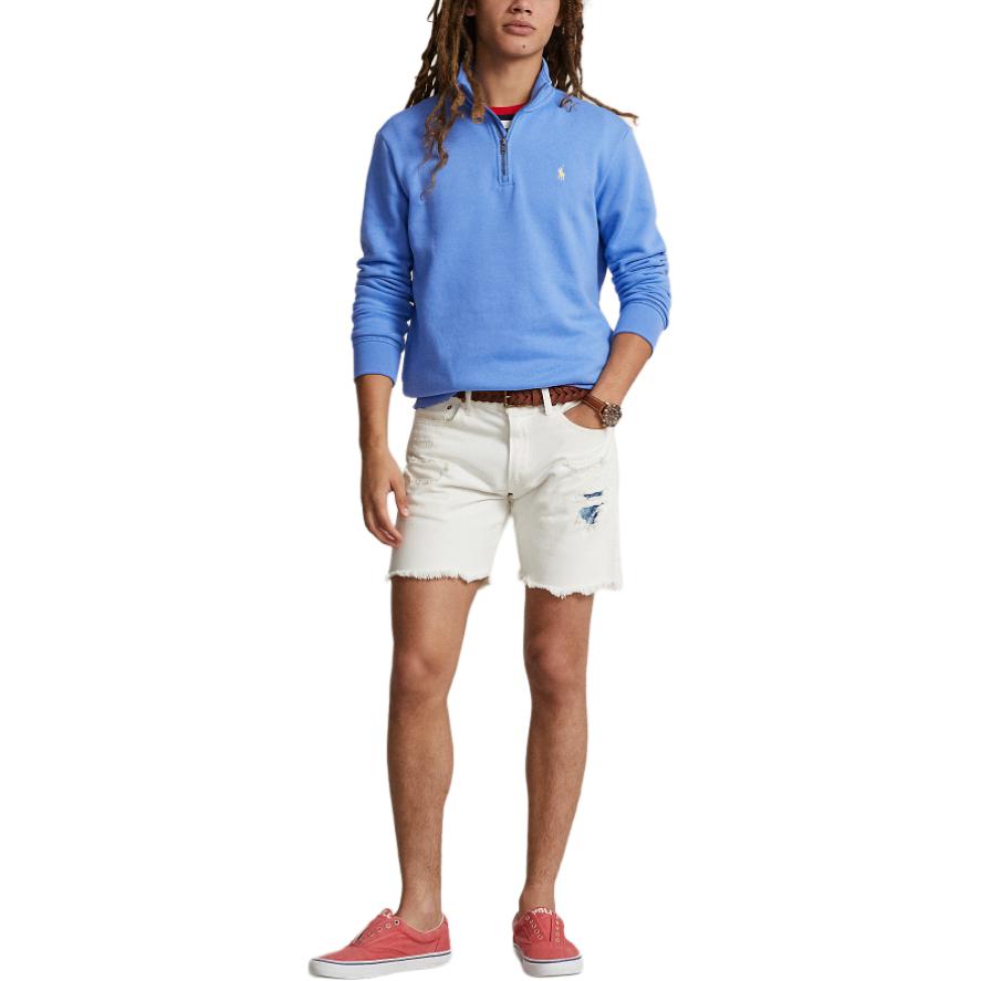 Polo Ralph Lauren Ss24 Solid Color Logo Embroidered Half-Zip Long Sleeve Sweatshirt Men sweatshirt Blue MNPOKNI16823475-400