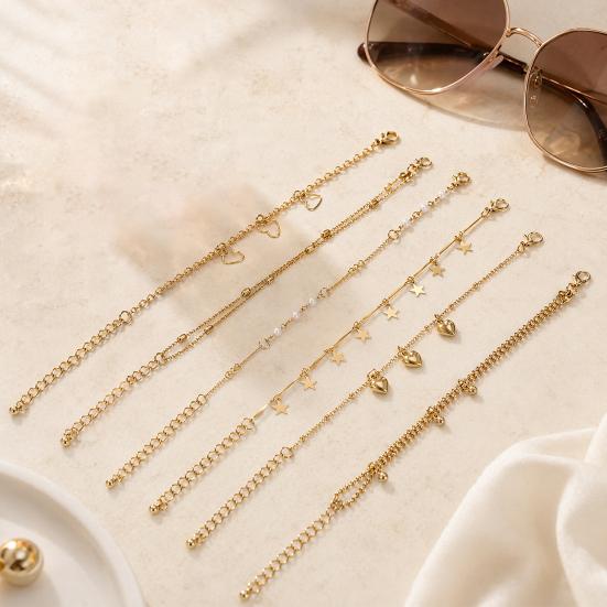6 Layer Bracelet, Adjustable Tail Chain, Alloy Plating Wear-Resistant Multi-Layered Bracelet, Korean Style Bracelet for Women