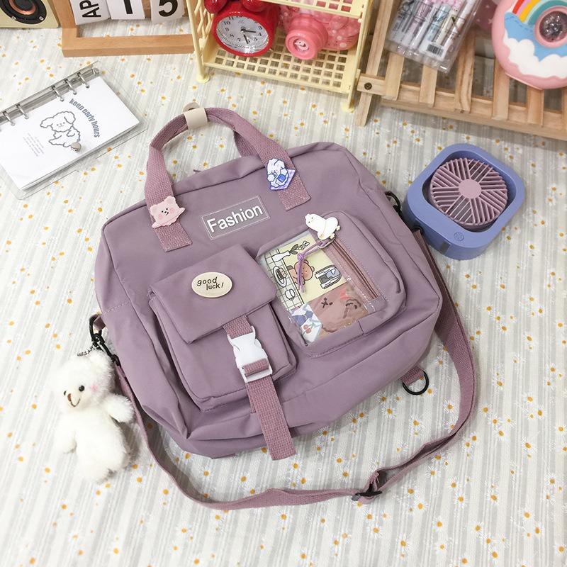 Tuition bag Harajuku messenger bag, college student class bag, backpack, large-capacity shoulder bag.