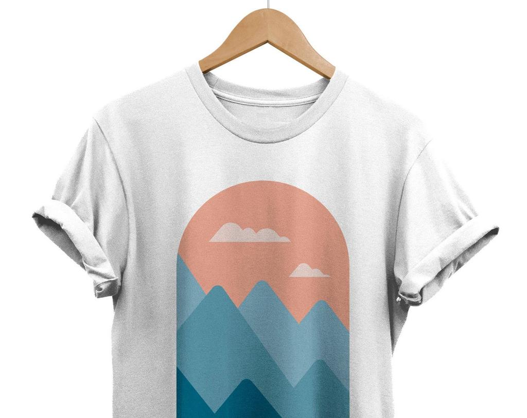 Abstract Mountains Sunset T-shirt: Geometric Landscape Art