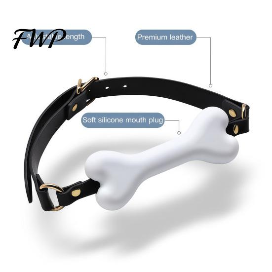 Fun Atmosphere Accessory Bondage Mouth Gag, Dog Bone Breathable Ball Gag with Adjustable Strap for Couples Couples, Adult BDSM Role Play Toy