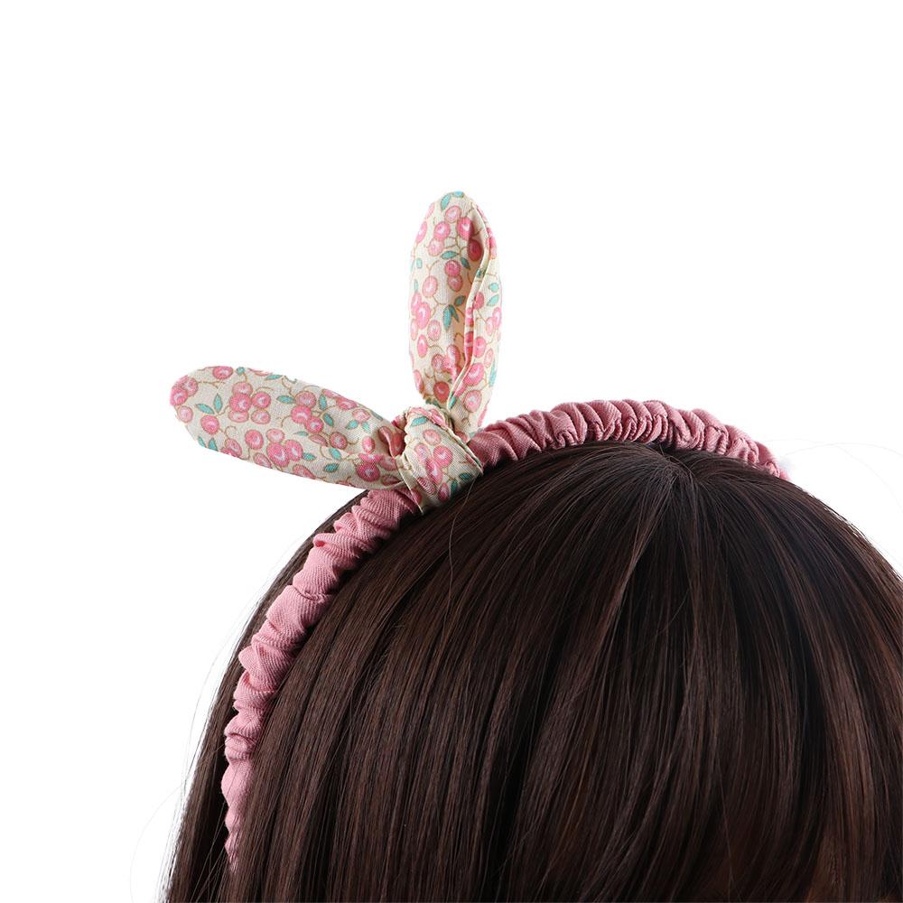 Retro Rabbit Ears Cloth Girls Hair Accessories Flowers Printed Hairband Bowknot Headband Hair Hoops
