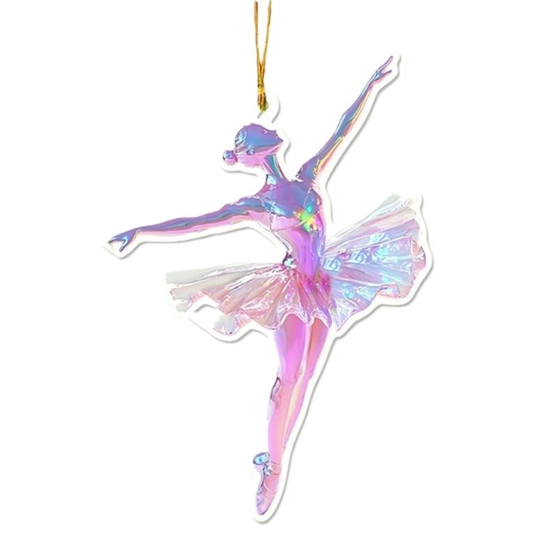 Sada 5 elegantních klíčenek do auta ve tvaru baletky, 2D akrylová závěsná dekorace na zeď, přívěsek pro milovníka tance, vánoční ozdoba