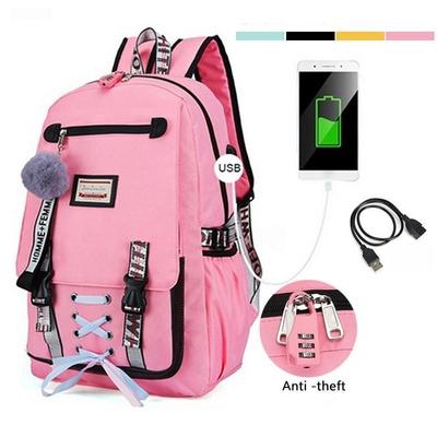 Mochilas escolares grandes para meninas adolescentes com USB com trava antirroubo mochila adolescente bolsa de livros mochila escolar para jovens
