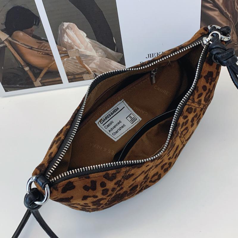 European And American Retro Bags, Women'S Fashion Messenger Croissants, Dumplings, Leopard Print Tide Bags