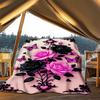1pc Roses Butterflies Outdoor Blanket - Soft Flannel Cozy for Travel & Camping - All-Season Warm Bed Cover, Machine Washable Yy251229108
