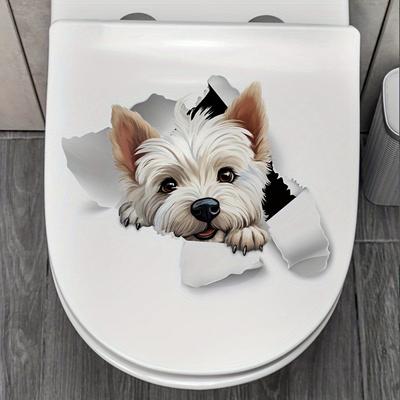 3D Kreative Toilette Aufkleber Niedlichen Haustier Hund Selbstklebende Wandaufkleber Badezimmer Dekoration Abnehmbare Wanddekor Aufkleber