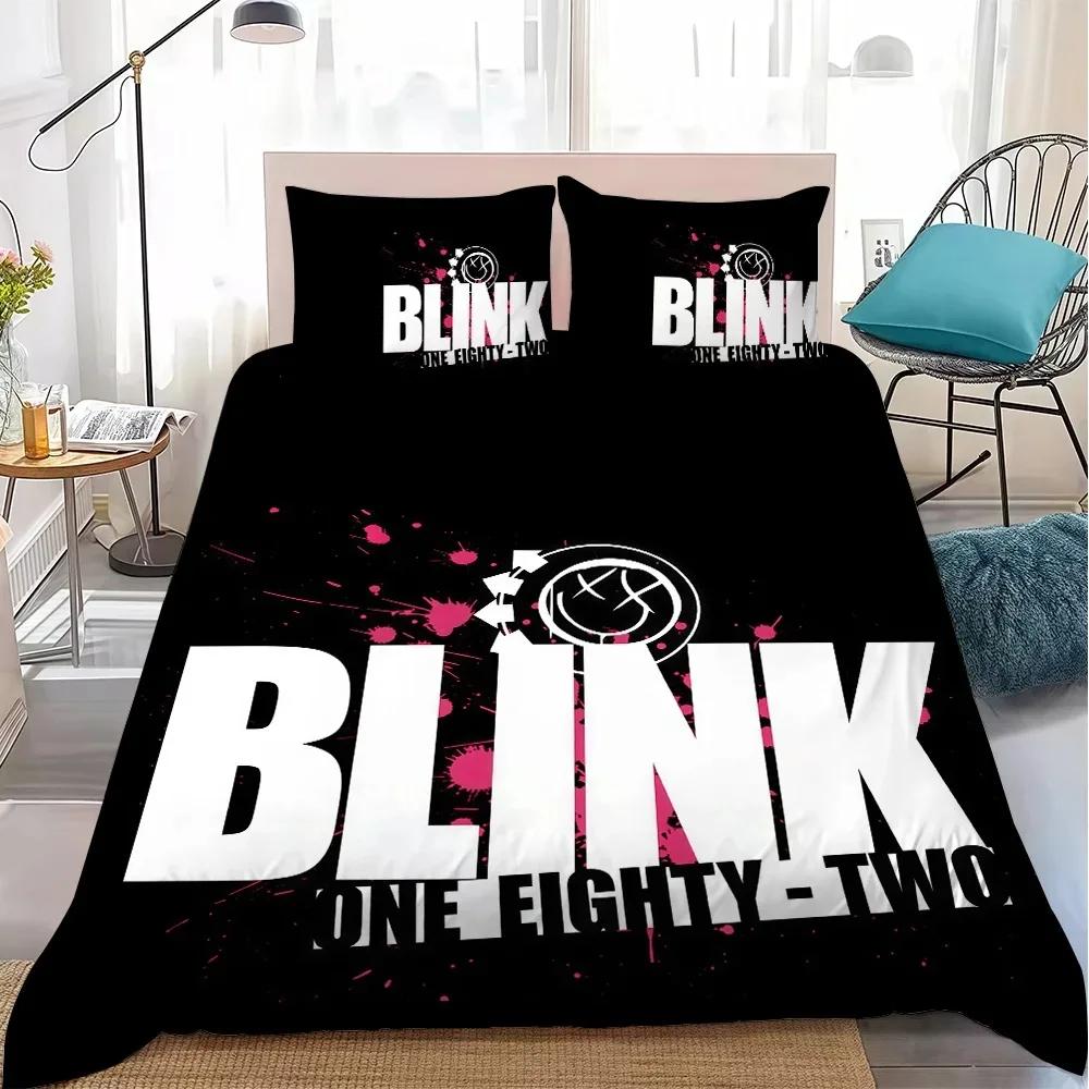 Ensemble Housse de Couette Pop B-Blink 182 Ensemble de Linge de Lit Simple Double Dortoirs Étudiants Microfibre Douce Ensemble 2/3 pièces Ventilateur de Musique 150x200cm (3pcs)