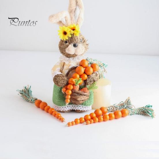 Easter Wooden Carrot Beads String Wood Pendant Spring Home Party Decoration for Birthday Housewarming