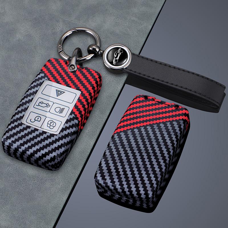 Carbon Fiber Car Key Case Cover Protect Shell Bag for LandRover Range Rover Sport Evoque Freelander Velar Discovery Jaguar XE XF