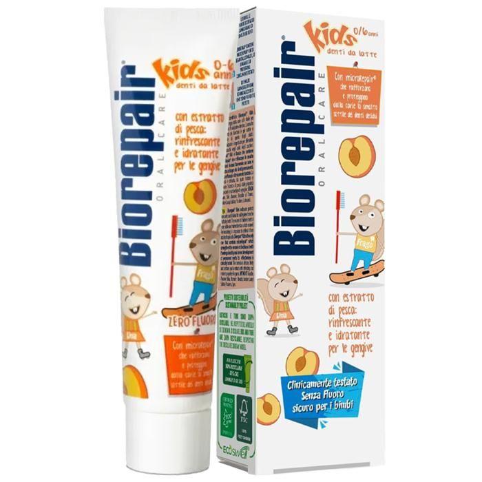 Dentifrice enfant - Biorepair - Junior Pêche 50ml - sans fluor reminéralisant dents sensibles