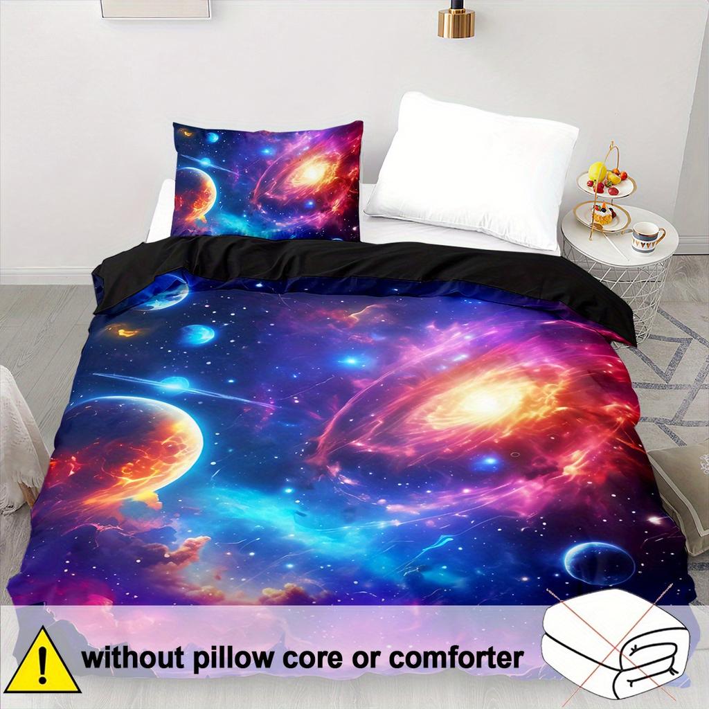 Comforter Galactic Galaxy 3D Space Universe Bedding Kit Large Size Soft Comfort Polyester Digital Print All-Season Use