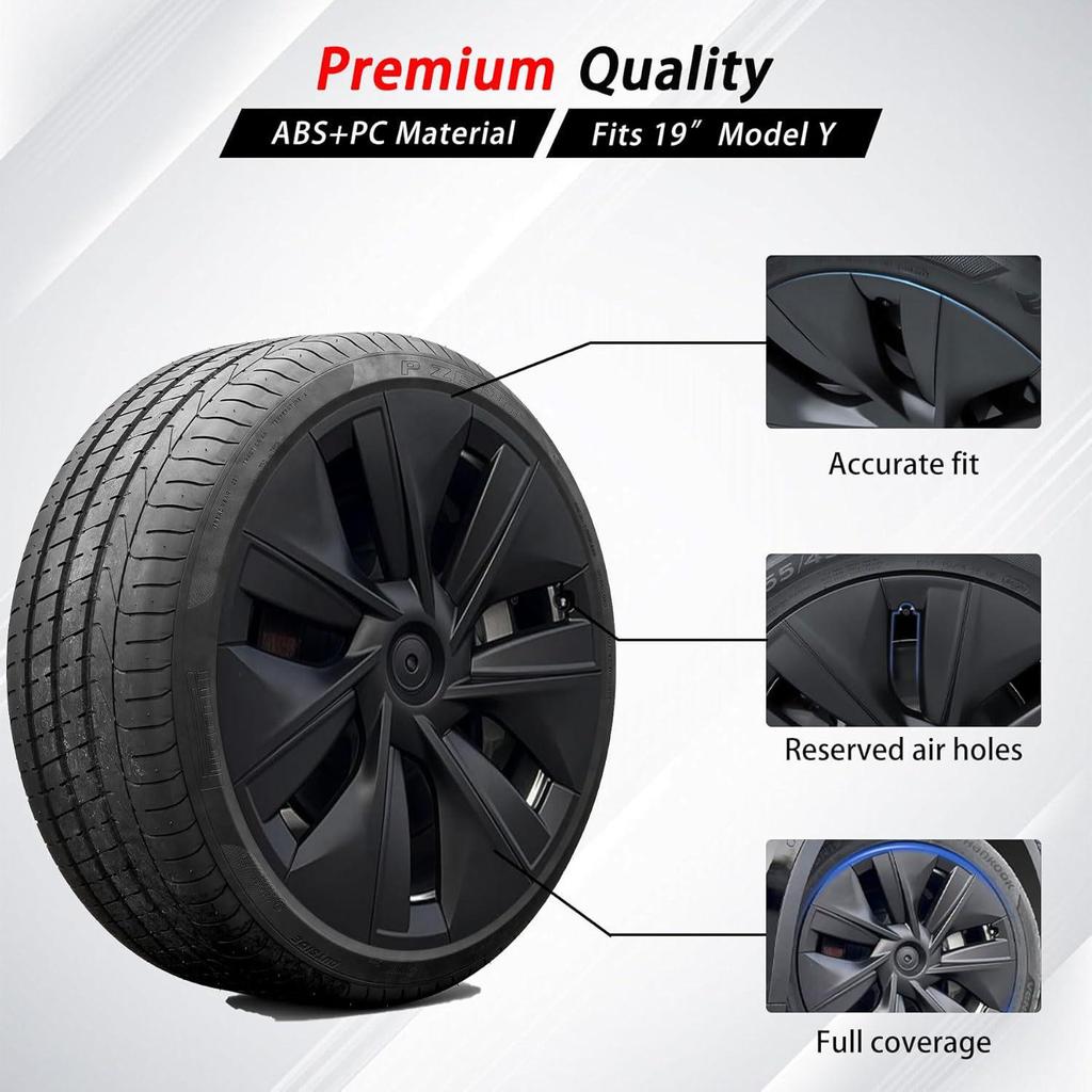Tesla Model Y/3 Wheel Covers: Full-Coverage for 18, 19, 20-Inch Rims