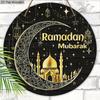 """Ramadan Mubarak" Mond & Moschee Holzschild, Runde Haustür Dekoration, Islamisches Wandbehang - Ideales Geschenk für Ramadan & Eid Feiern"""