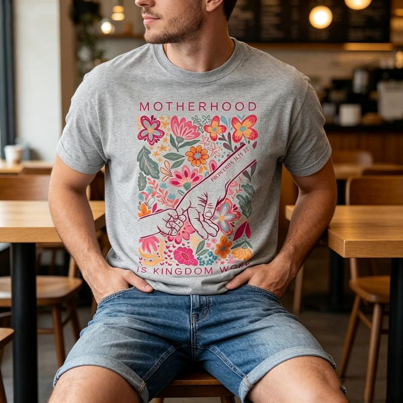 Motherhood Is Kingdom Work Floral Mama T Shirt Unisex Crew Neck Short Sleeve Mom Life Casual Summer Tops Oversized Tee Harajuku