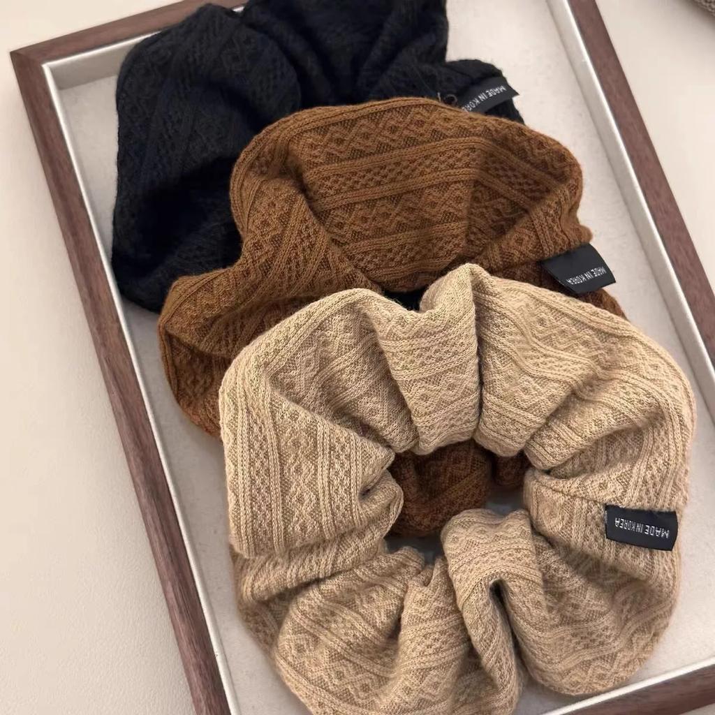 11cm Korea Vintage Knitted Scrunchie Women Girls Elastic Hair Rubber Band Accessories Tie Hair Ring Rope Headdress Headwear