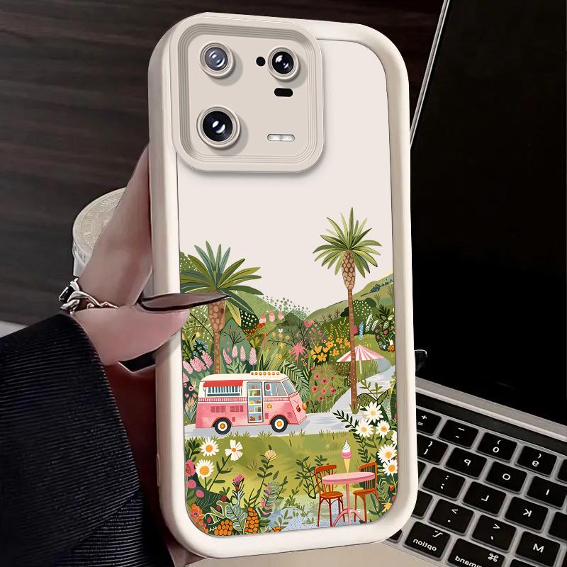 Flower Dessert Truck Case for Xiaomi Mi 15 14 14T 13 13T 12 11 11T Lite POCO X7 X6 5G X5 X3 NFC F6 F5 M7 M6 Pro 4G Cover Funda