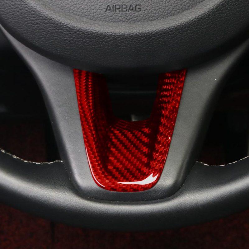 Car Decoration Carbon Fiber Steering Wheel Cover For Genesis G70 -2026 Carbon Fiber Red Styling Interior Accessories