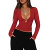 Herbst 2025 Y2K Tief V-Ausschnitt Cutout Sexy Slim Fit Langarm Strickpullover