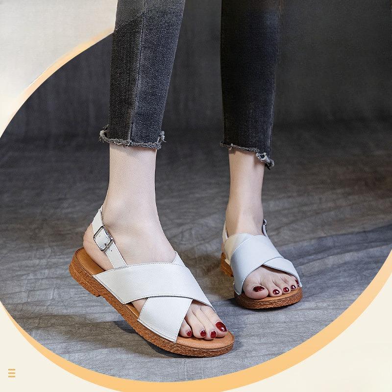 New Style of Flat Shoes Soft-soled Casual Breathable One-shoulder Strap Sandals for Women