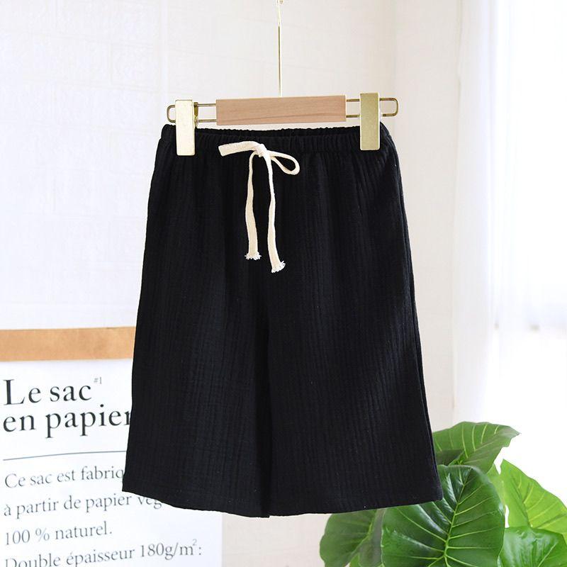 New Double-layer Cotton Gauze Wide Leg Pants for Boys Summer Thin Straight Leg Pants Mosquito Proof