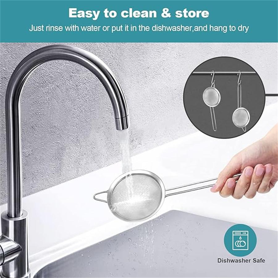 Stainless Steel Fine Mesh Cocktail Strainer Food Strainer Tea Strainer Coffee Strainer Double Strainer Tool with Long Handle