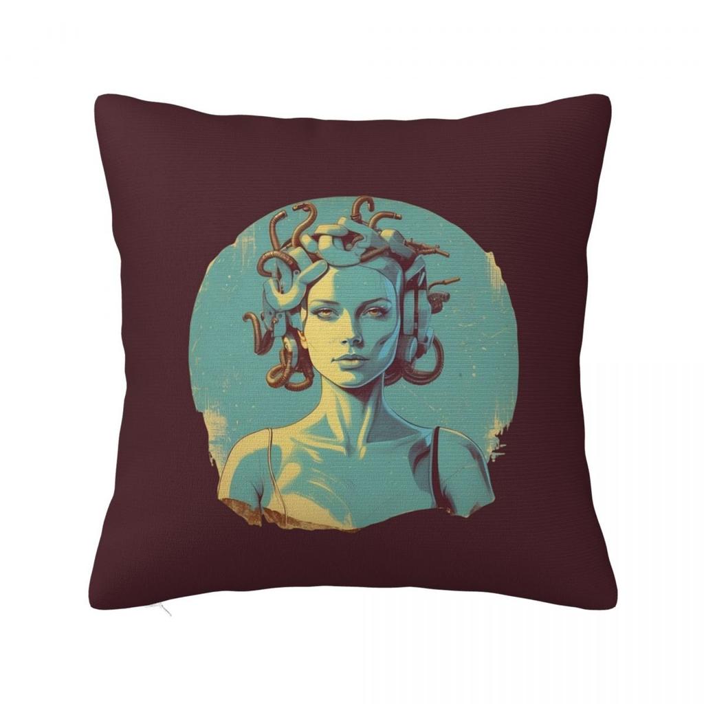 Ancient Greece Medusa Gorgon Vintage Style Square Pillowcase Cushion Cover Pillow Case Throw Pillow Cover for Home Bedroom Car