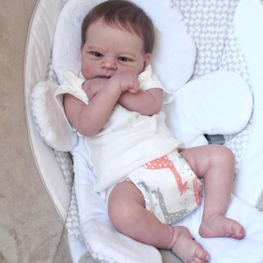 BZDOLL 18inch 45cm Soft Vinyl Reborn Baby Doll Girl Princess Newborn Bebe Toy for Kids Dress Up Art Doll with 3D Marble Skin Visible Veins Realistic