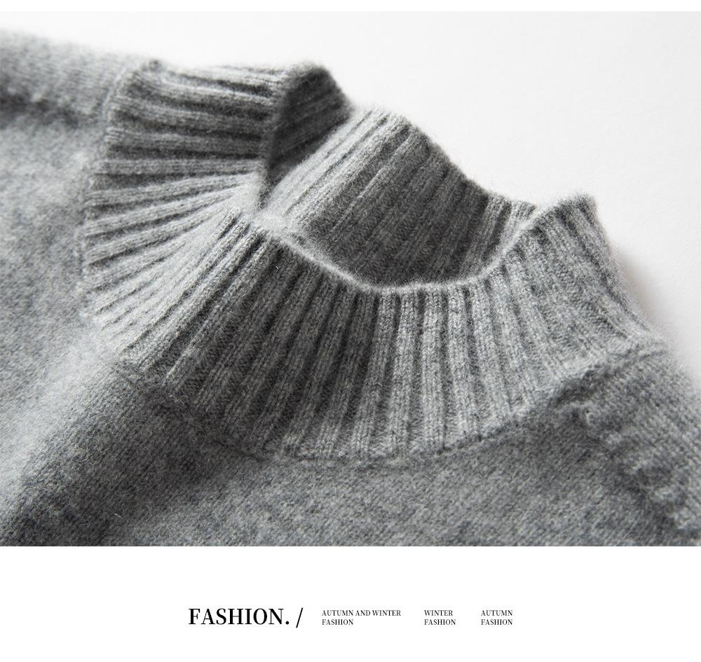 Men's High Neck Thickened Cashmere Sweater: Loose Fit, Plus Size, Warm Knit Base Layer for Autumn/Winter.
