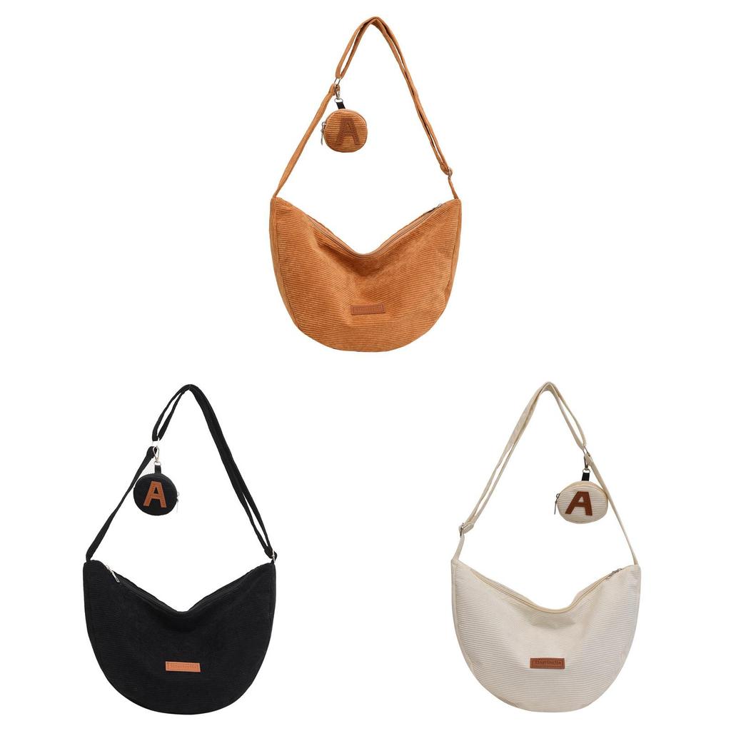 Urban Minimalist Corduroy Tote Bag With Zipper Closure For Daily Use