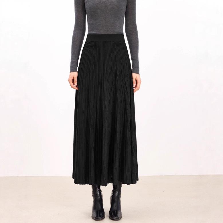 Warm Pleated A-line Knit Skirt - Winter Versatile Commute
