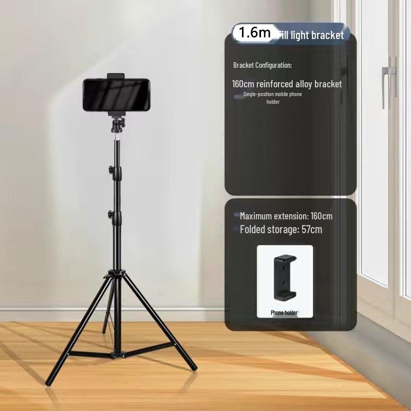 Height Adjustable Foldable Desktop Tripod with Beauty Light for Mobile Phone Photography and Live Broadcast