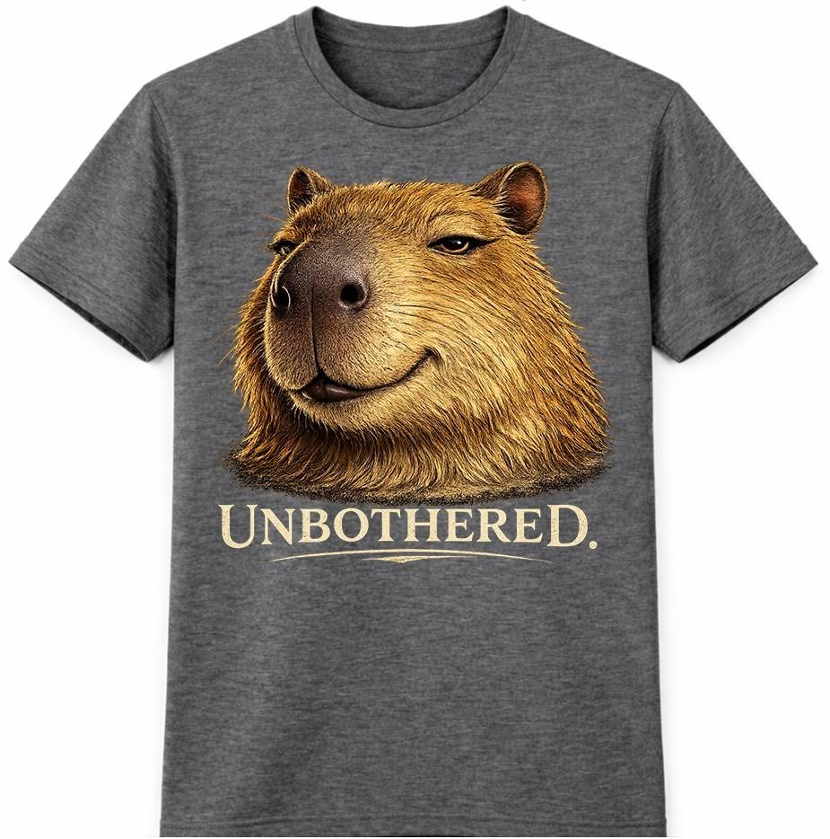 Capybara T Shirt Unbothered Funny Relaxed Meme Animal Graphic Tee Casual Top