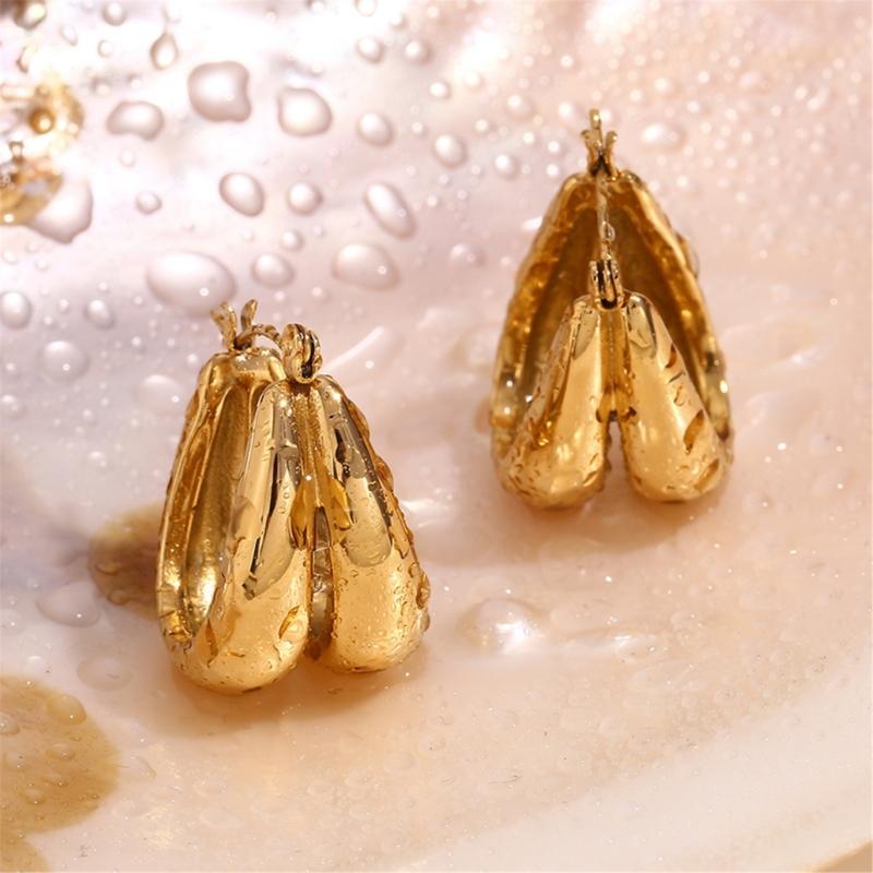 Elegant Double U Shaped Hoop Earrings for Women Waterproof Titaniums Steel Jewelry Gifts With 18K Gold Plating