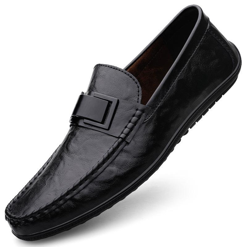 Men's Shoes Large Size Doudou Shoes Summer New Driving Shoes Genuine Leather One-pedal Lazy Shoes Casual Men's Leather Shoes