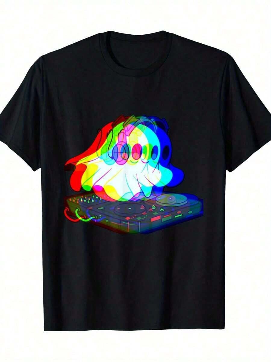 House Music Ghost Halloween Techno Rave Halloween Party Unisex T-Shirt XXL